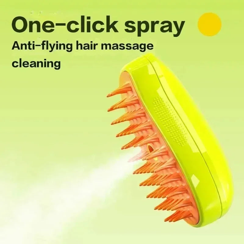 Pet Steam Brush - Grooming/Shedding/Massage Tool 3 in 1