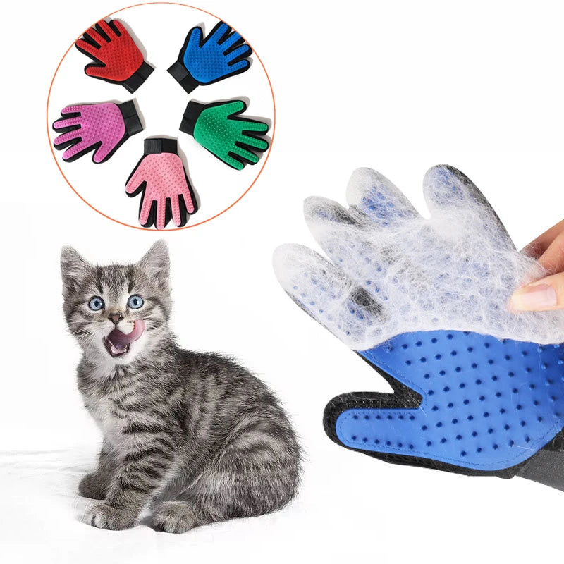 Pet Grooming Glove - Brush and Clean Shed Fur Quickly and Easily, Left or Right Hand!